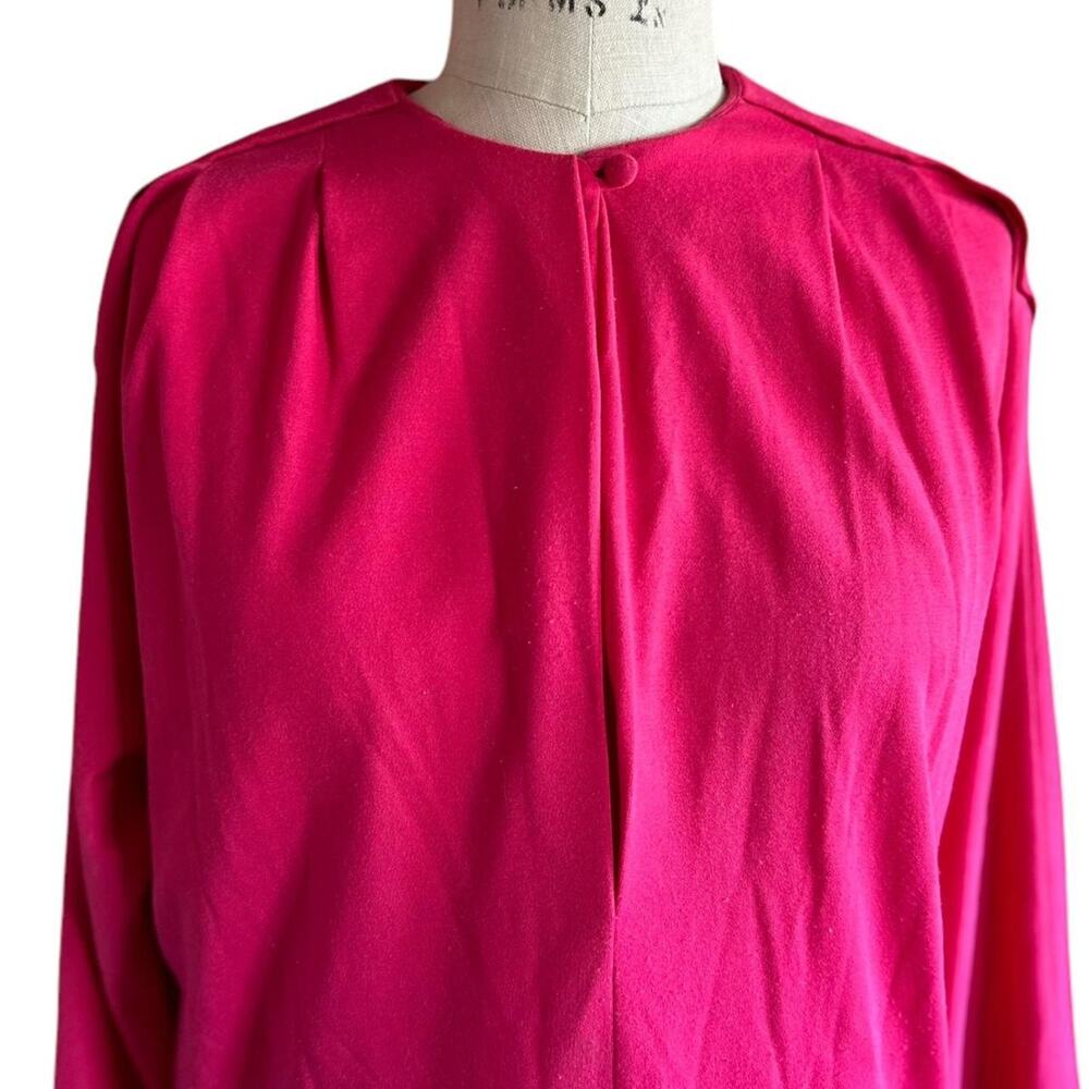 Vintage Womens Dress Sie Medium Petite Pink Long Sleeve Modest Classic - Picture 2 of 7
